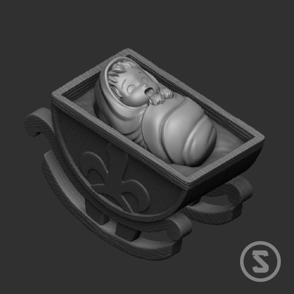 Athenea Baby con cuna – Escala Myth Cloth (STL) - Imagen 2