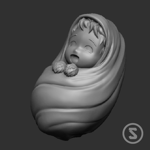 Athenea Baby con cuna – Escala Myth Cloth (STL) - Imagen 4